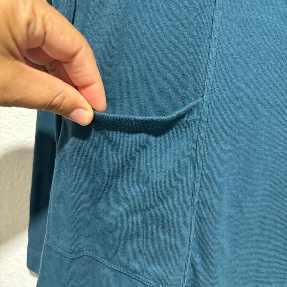 Soft Surroundings Fringed Jacket Small Teal Blue Mid Length Cotton‎ Button Front - Picture 6 of 7